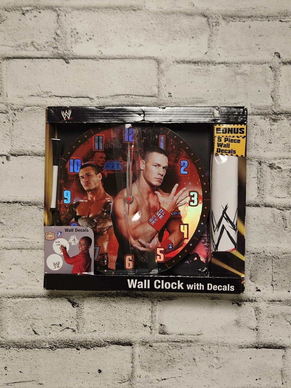 WWE John Cena Wall Clock With Decals Wrestling Fan Room Decor NIB